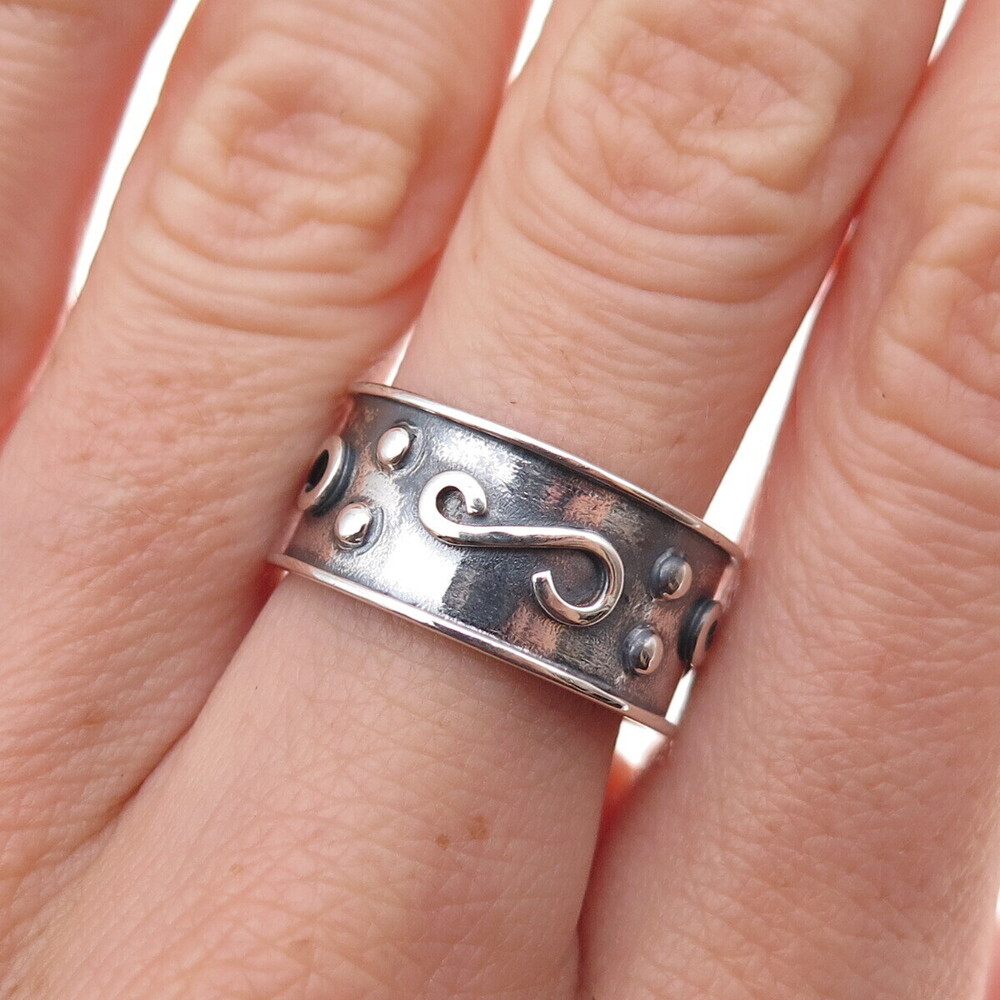Godfrey Carter 925 Sterling Silver Vintage Swirl Oxidized Band Ring Size 7.75